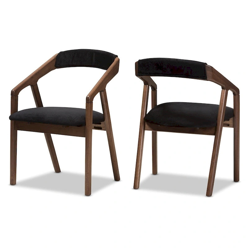 5-teiliges Esszimmer-Set aus grauem Stoff im Mid-Century-Stil von Baxton Studio