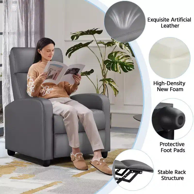 Yaheetech 2er-Set moderne Relax-Sofas aus PU-Leder für Wohnzimmer und Schlafzimmer