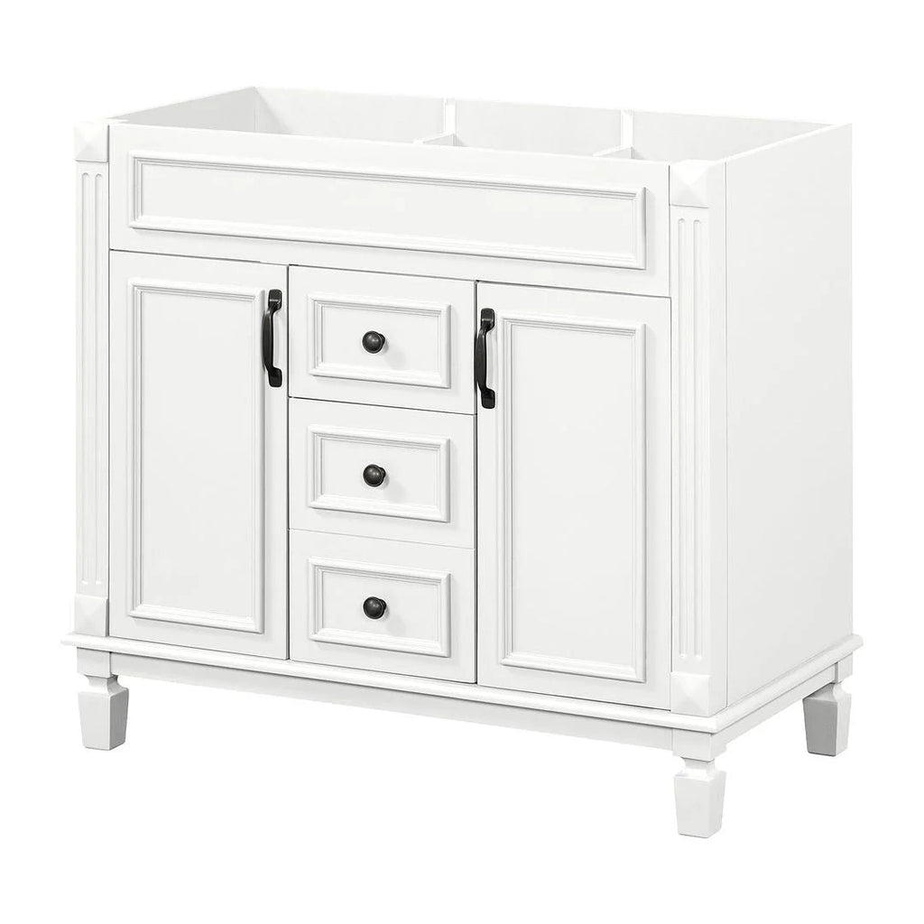 36" Moderner Badezimmer-Waschtisch mit Aufsatzwaschbecken und Spiegelschrank, 2 Türen und 2 Schubladen