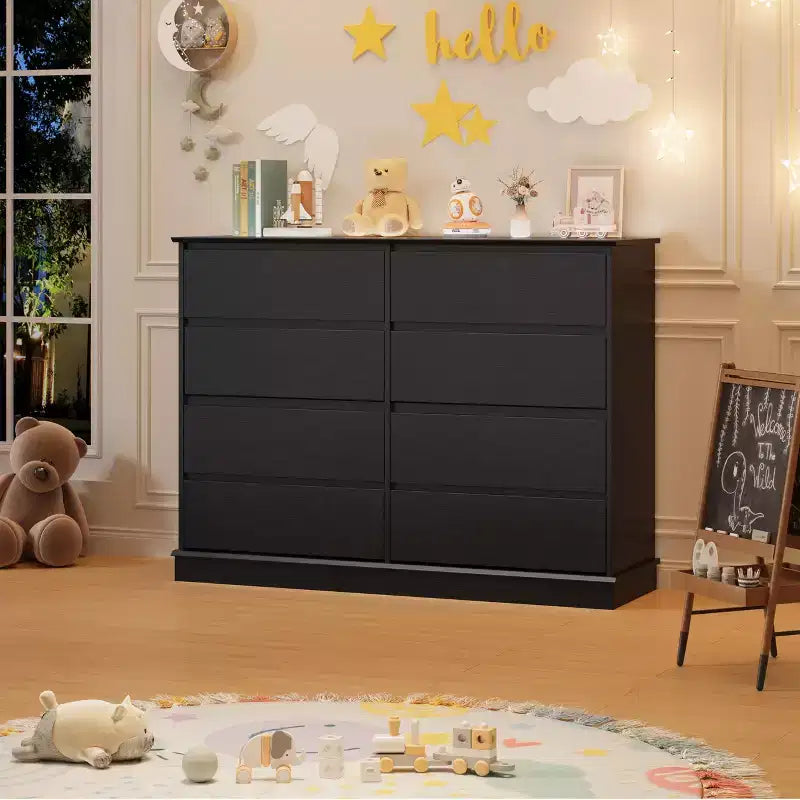 Moderne Schlafzimmerkommode mit 8 Schubladen, Holz-Kommode als Aufbewahrungseinheit für den Kleiderschrank, breiter Schubladenschrank