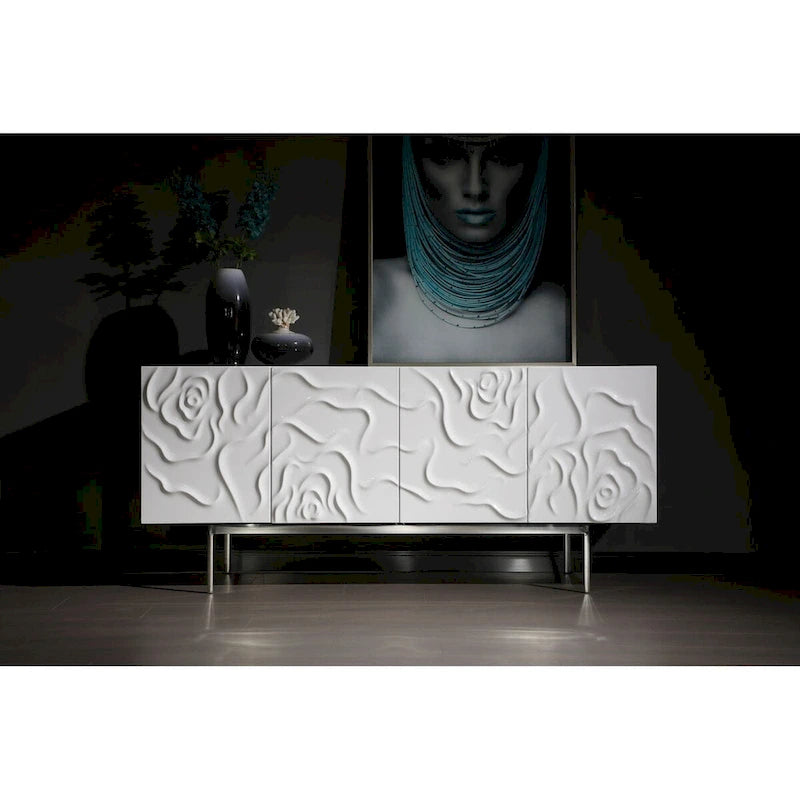 Modernes Sideboard in Weiß Hochglanz mit Soft-Close-Türen