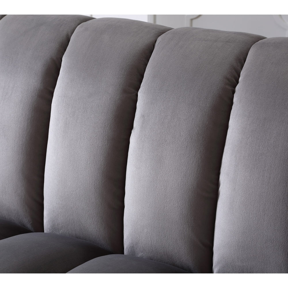 Wandelbares Schlafsofa für das Wohnzimmer mit stoffbezogener Rückenlehne in Rillenoptik