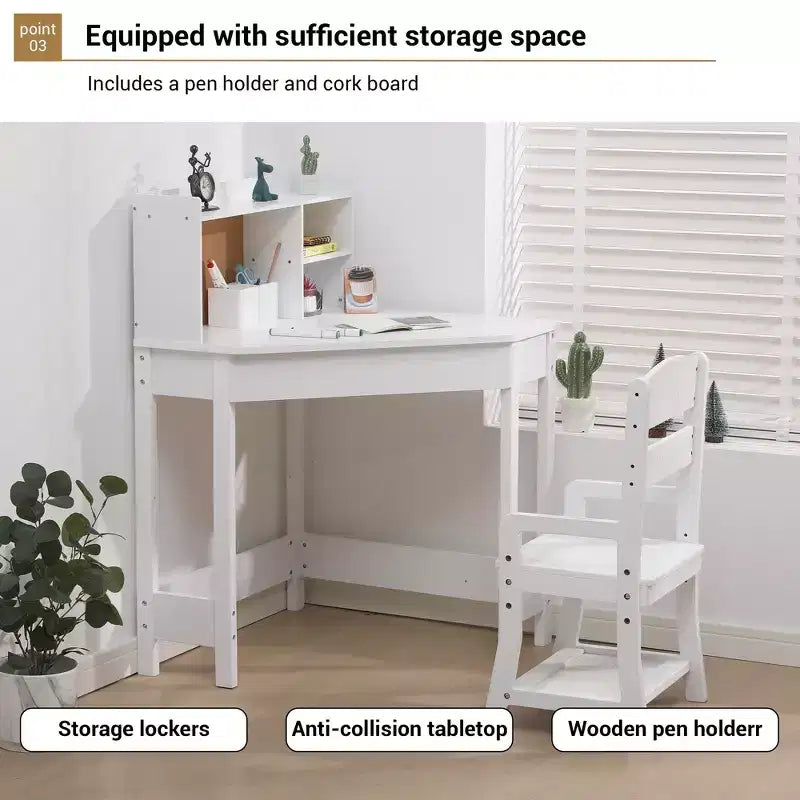 COZONY Kinderschreibtisch und Stuhl-Set, L-förmiger Lerntisch für Jungen und Mädchen im Alter von 3–8 Jahren