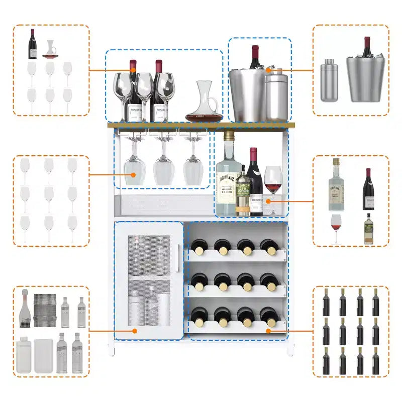 DobleePy Bar-Schränke, Weinschränke, Sideboards, verstellbare Einlegeböden, geeignet für kleine Barschränke in Küchen und Restaurants, Retro-Farbe