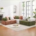 280 cm breites, modulares 4-Sitzer-Sofa aus Chenille im Colorblock-Design mit geschwungenen Armlehnen