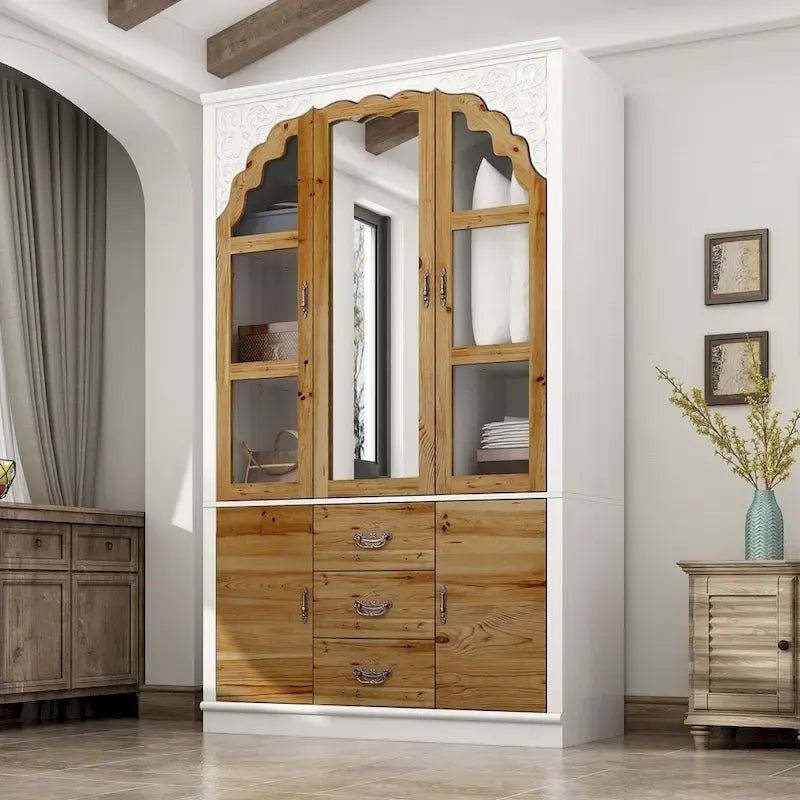 Vintage-inspiriertes zweiteiliges Kleiderschrank-Set mit Metallakzenten
