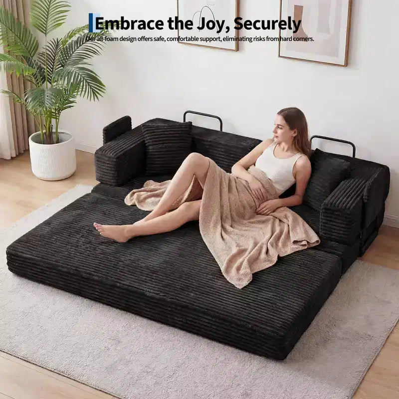 80,7" 5-in-1 ausklappbares Schlafsofa ??Kordsamt, 544 kg, keine Montage erforderlich