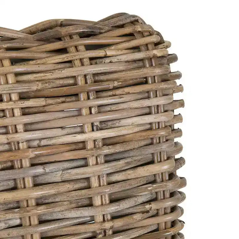 Grau gewaschener Rattan-Hocker mit Polster von East at Main