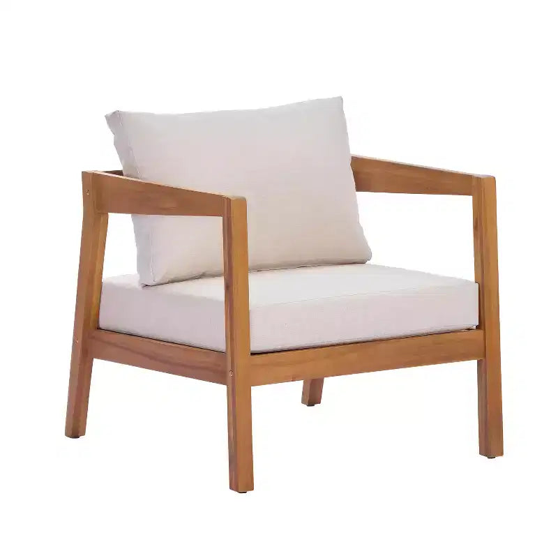 ModernLuxe 4/5-teiliges Akazienholz-Terrassenmöbel-Sofa-Set, Outdoor-Sitzgruppe mit Couchtisch für Veranda/Garten/Balkon