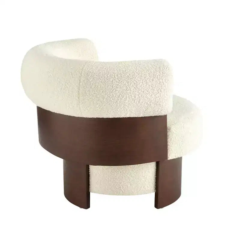 Whisen 360° drehbarer Fasssessel mit skulpturalem Bogenholzdesign, Massivholzrahmen, 32 breit, vielseitig für Wohnzimmer und Schlafzimmer einsetzbar