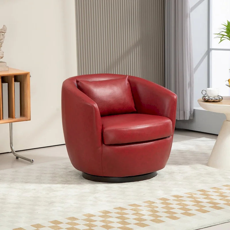 Gepolsterter Drehsessel in Fassform mit Stauraum, moderner Wohnzimmer-Beistellstuhl für Schlafzimmer, Büro, Leseecken - PU