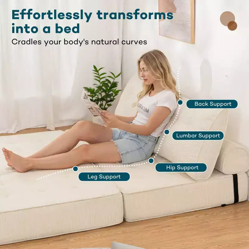 WARMOUNTS Klappbares Schlafsofa mit verstellbarer Rückenlehne, wandelbares Queen-Size-Schlafsofa für Wohnzimmer & Büro