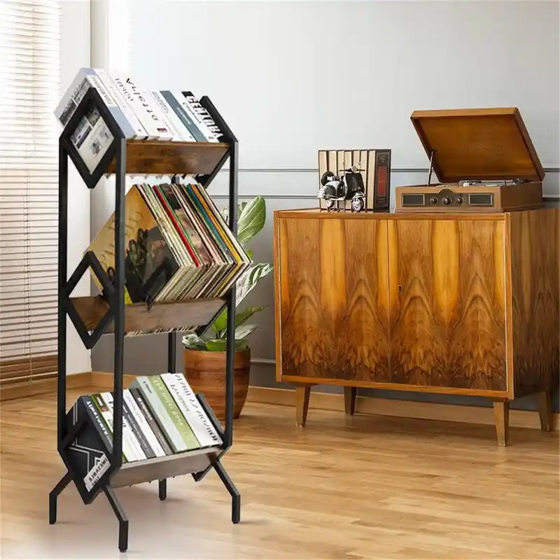 3-stufiges Vinyl-Schallplattenregal – 14.2T x 16.1B x 50H