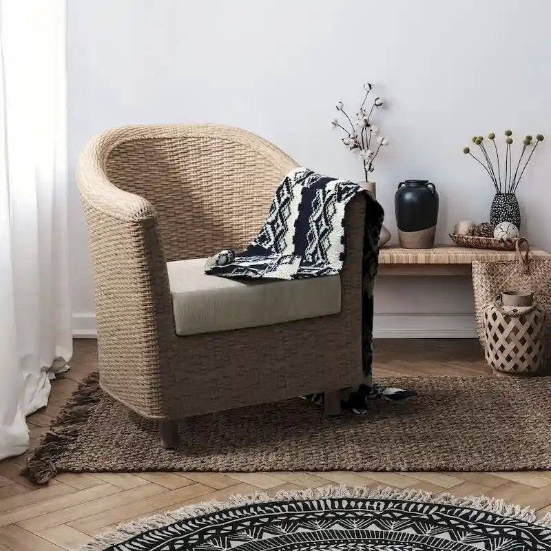 Furniture of America Lali Rustikaler Kubu-Rattankorb-Sessel