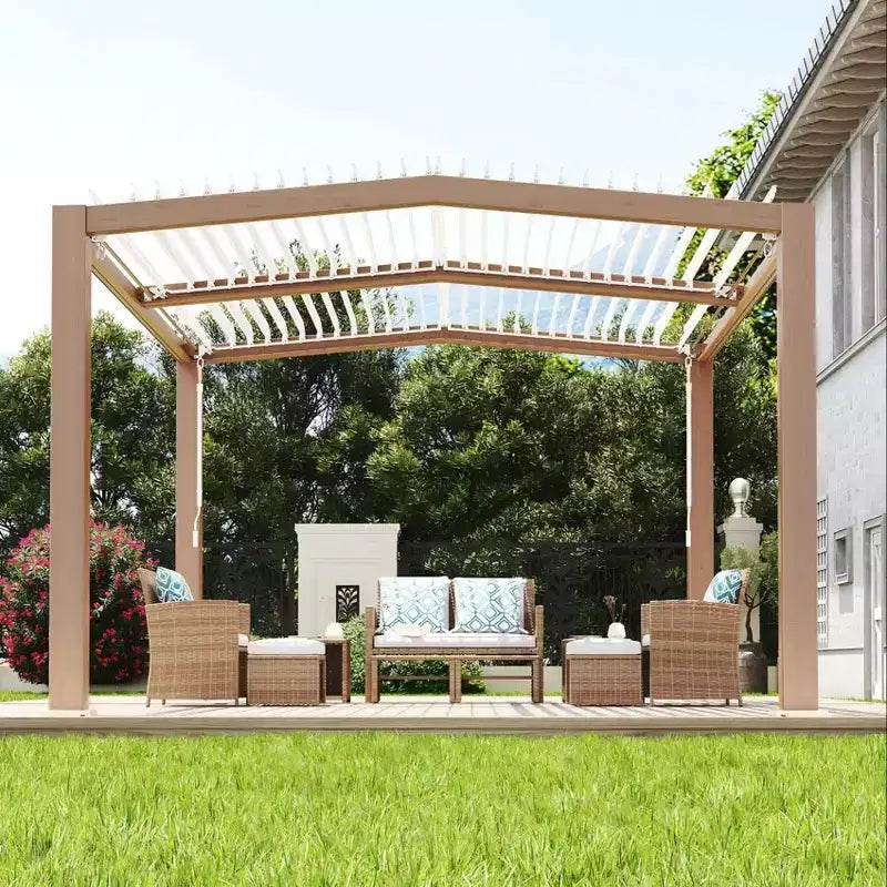 11x13 Outdoor-Pergola mit verstellbarem Lamellendach, verstärktem Aluminiumrahmen, Gartenpavillon für Terrasse, Patio, Hinterhof und Garten