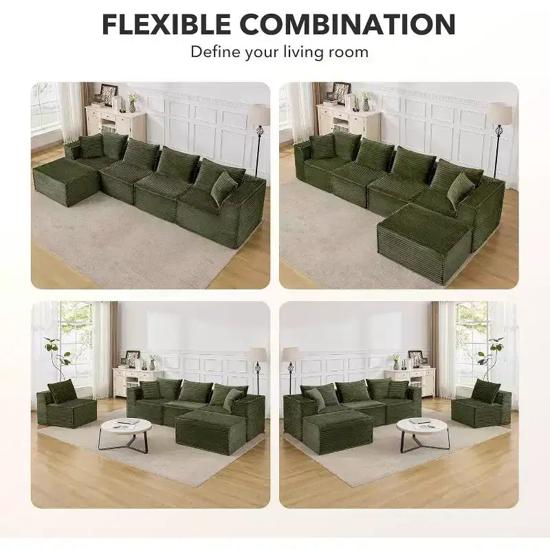 107/ 137 modulares Cloud-Sofa-Element, tiefes, rahmenloses Sofa, wandelbares, bequemes Bodensofa mit Hockern und Memory-Schaumstoff