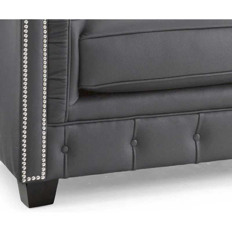 Hancock Chesterfield-Sofa mit Tufting aus genarbtem italienischem Leder – 79 H x 218 B x 102 T (cm)