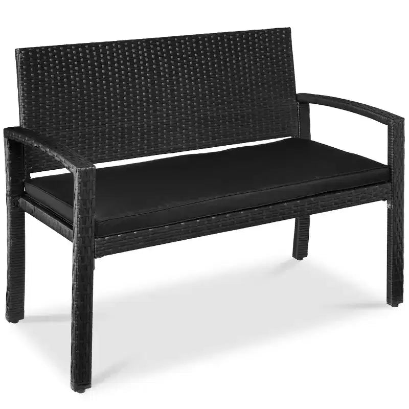 Best Choice Products 2-Sitzer-Outdoor-Korbsitzbank für Garten, Terrasse und Veranda mit 700-lb-Tragkraft und Polster
