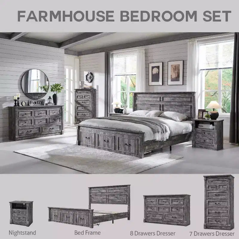 Mastgoal 57 Bauernhaus-Kommode mit 7 Schubladen, rustikaler Holzschrank mit römischer Säule für das Schlafzimmer
