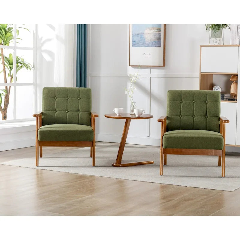 2er-Set Akzentstühle mit Beistelltisch, Armlehnstuhl für Wohnzimmer, Schlafzimmer, Büro - 78,0 cm H * 64,5 cm B * 71,0 cm T