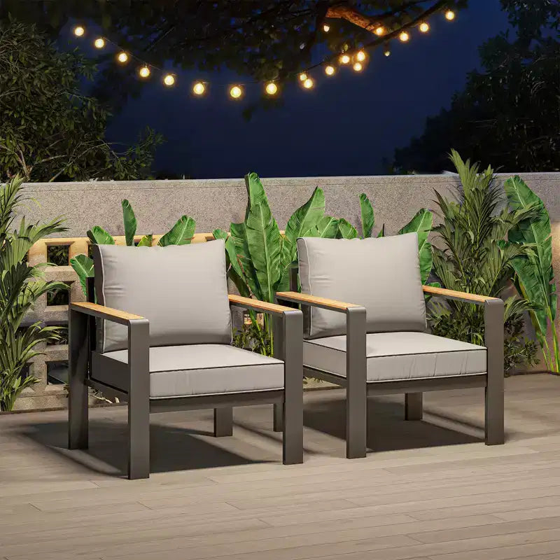 Aluminium-Terrassenmöbel-Set, Outdoor-Ecksofa mit 5 dicken Kissen, 4 Armlehnen & Couchtisch für Garten, Terrasse, Hinterhof