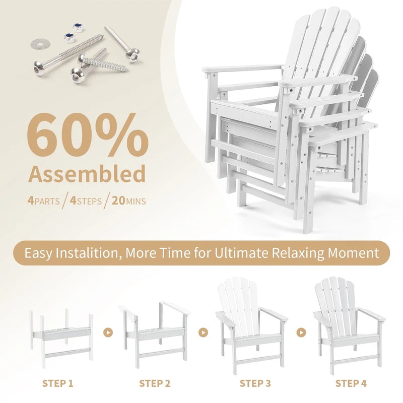 Vrakae 6er-Set stapelbarer Adirondack-Gartenstühle aus HDPE für jedes Wetter