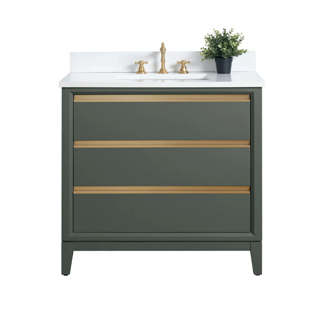 Vanity Art Badezimmerschrank mit Keramikwaschbecken und Platte aus technischem Marmor
