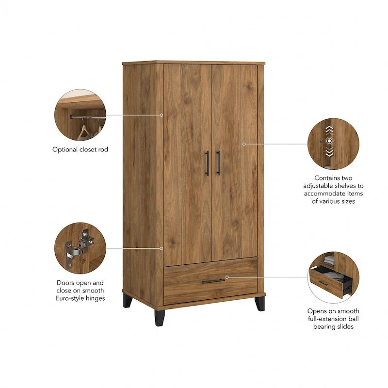 Somerset Hoher Eingangsschrank mit Türen und Schublade von Bush Furniture