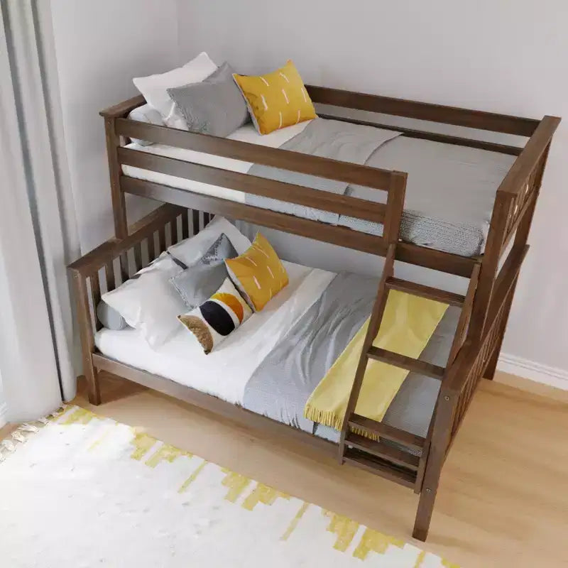 Max & Lily Etagenbett, oben Einzelbett, unten Doppelbett, Massivholz-Etagenbett mit Leiter für Kinder