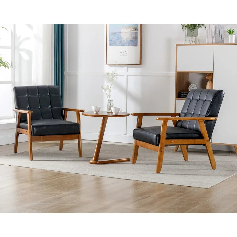2er-Set Akzentstühle mit Beistelltisch, Armlehnstuhl für Wohnzimmer, Schlafzimmer, Büro - 78,0 cm H * 64,5 cm B * 71,0 cm T