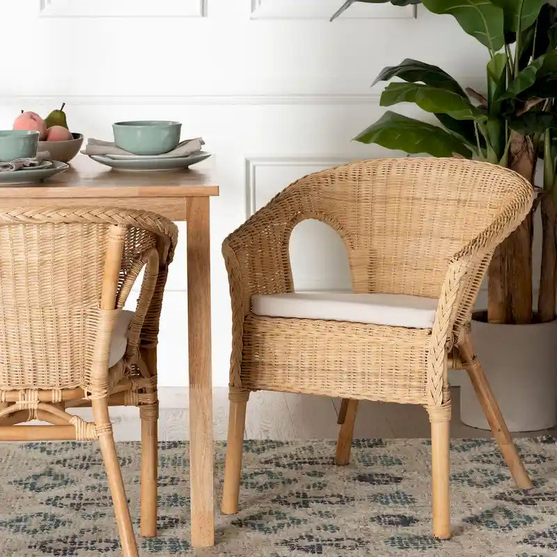 Abbey Moderner böhmischer Esszimmerstuhl aus natürlichem Rattan