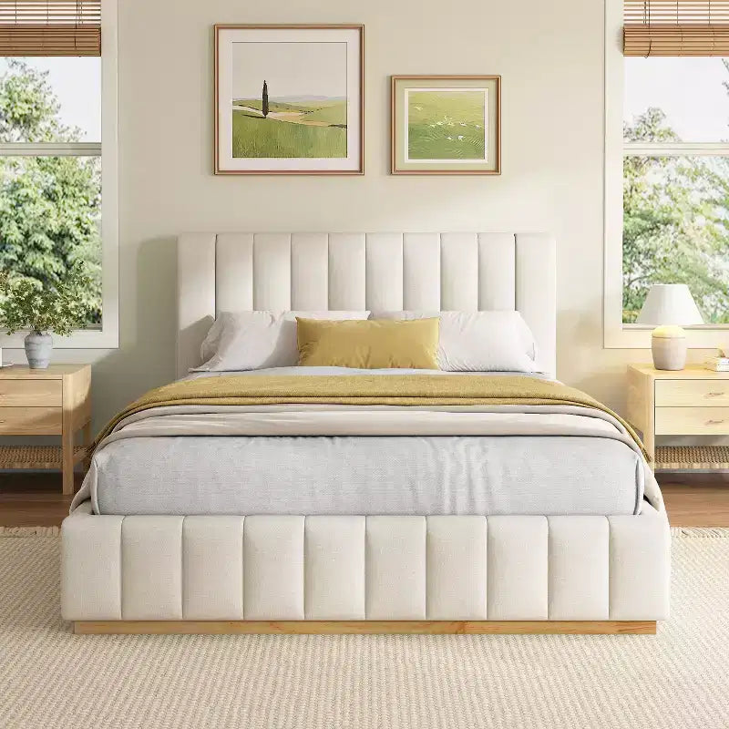 Christopher Knight Home Buchanan modernes gestreiftes Stoffbett mit Kopfteil
