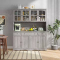 Famapy 155,4 cm grauer Buffetschrank mit Aufsatz, Küchenschrank mit verzierter Sockelleiste: Eine Verbindung von Eleganz und Nutzen