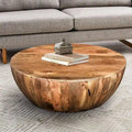 Arthur Couchtisch aus Mangoholz, rund, Dunkelbraun