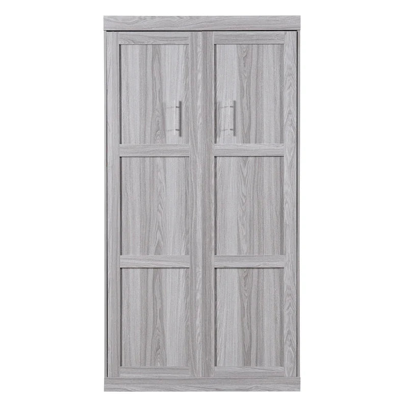 Das Holz-Schrankbett lässt sich zu einem Schrank zusammenklappen.