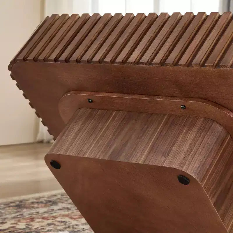 31,5 Zoll moderner handgefertigter Trommel-Couchtisch, quadratisch, Sockel aus Walnuss-MDF