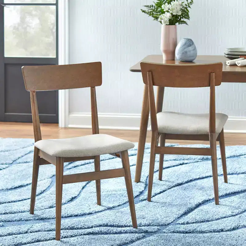Lifestorey 5-teiliges Newington Esstisch-Set im Mid-Century-Modern-Stil, rechteckig, Nussbaum/Mokka