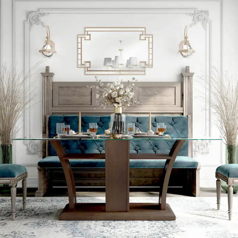 Bind Modernes Esszimmer-Set aus massivem Holz, 7-teilig, mit offenem Regal von Furniture of America