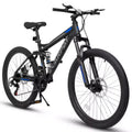 Okak 26-Zoll-Mountainbike mit Scheibenbremsen, 21-Gang-Erwachsenenfahrrad mit robustem Rahmen und doppelter Hinterradfederung, Fahrrad für Stadt- und Straßenfahrten