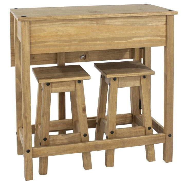 3-teiliges Esszimmer-Set mit Klapptisch aus Kiefernholz