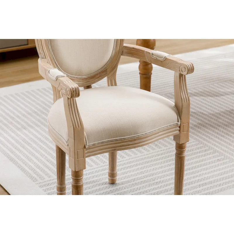 Gepolsterter Esszimmer-Armlehnstuhl aus Stoff, 2er-Set
