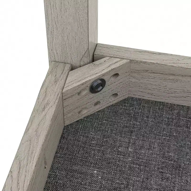 VECELO Rustikale Esszimmerstühle aus Holz, Küchenstühle aus Kautschukholz mit gepolsterter Sitzfläche und eleganter, durchbrochener Rückenlehne, Grau