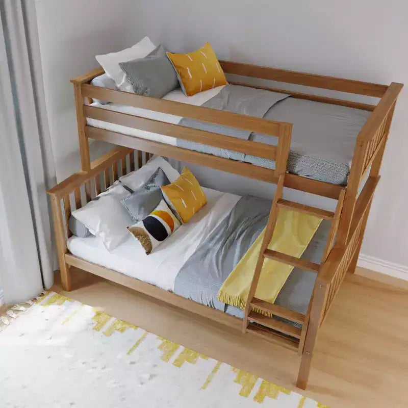 Max & Lily Etagenbett, oben Einzelbett, unten Doppelbett, Massivholz-Etagenbett mit Leiter für Kinder