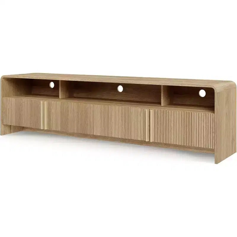 AMERLIFE 70" Modernes TV-Lowboard mit geriffeltem Design & Staufächern, für Fernseher bis 80", Holz-Mediakonsole für das Wohnzimmer