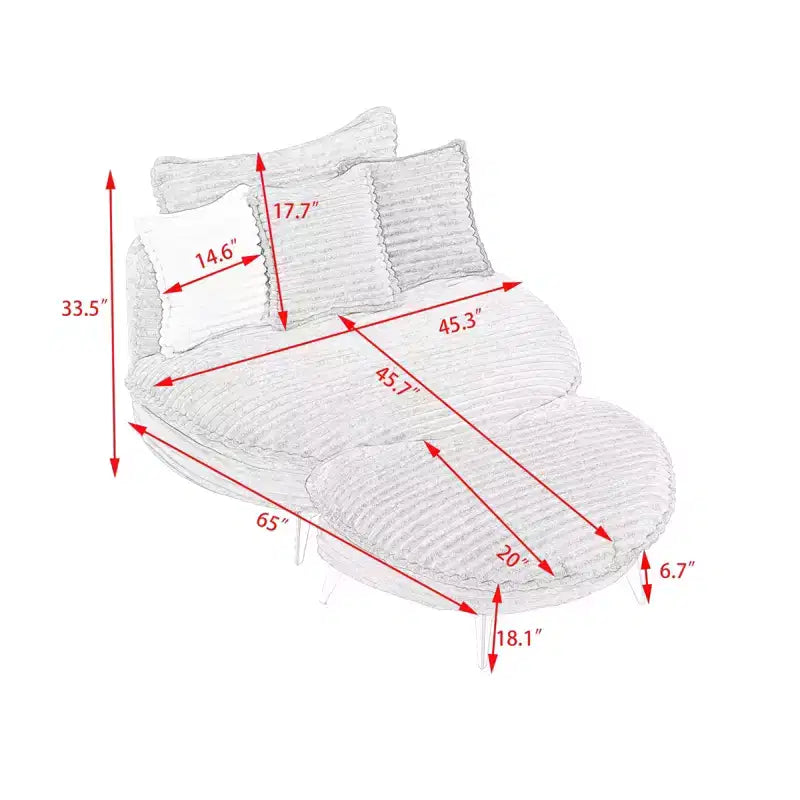 Moderner Sessel mit Hocker, gepolstertes extragroßes Einzelsessel-Sofa, tiefer Lounge-Sessel mit Fußstütze für Schlafzimmer, Wohnzimmer und Büro
