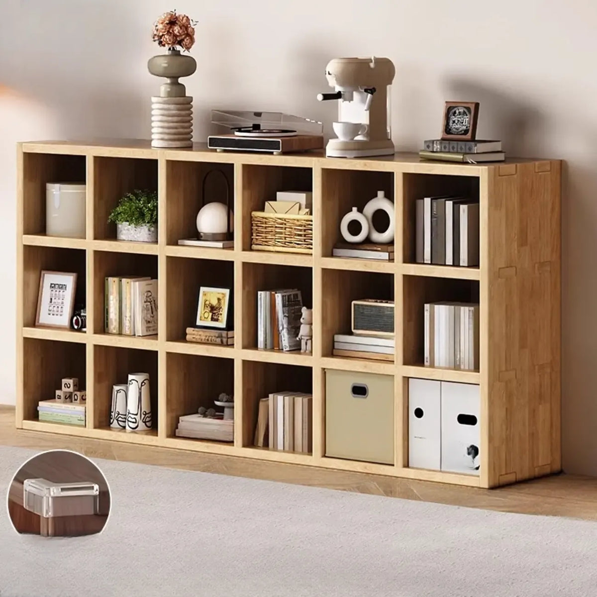 Modernes horizontales 8-faches Holzregal in Natur-Optik