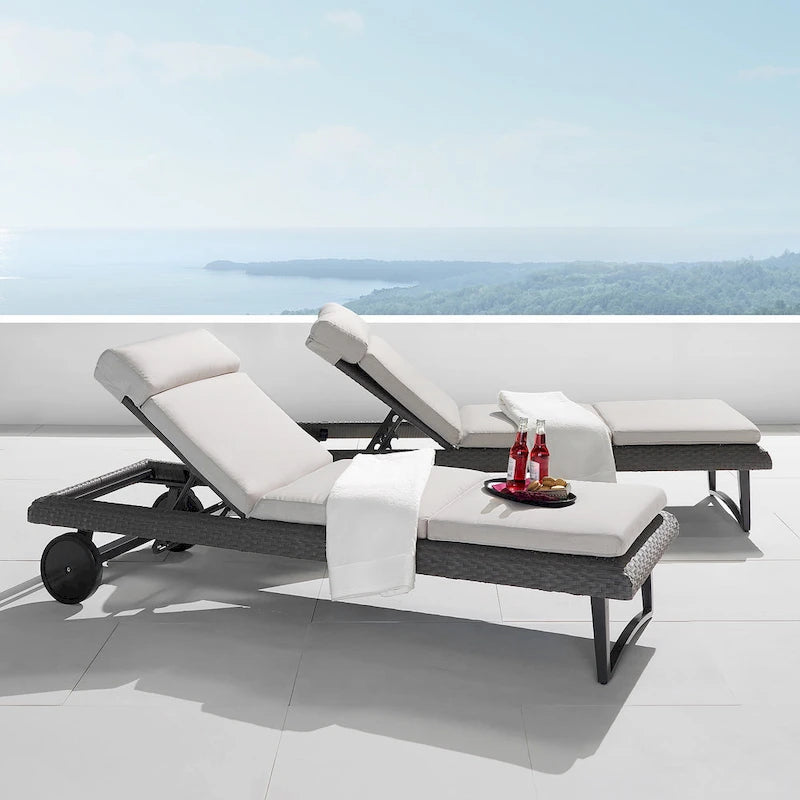 Vistano 2-teiliges Sunbrella Outdoor-Terrassen-Liege-Set – Grau