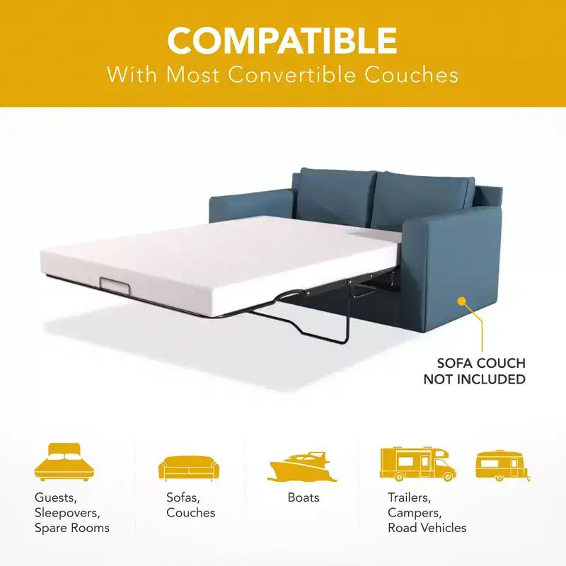 DynastyMattress 4-Zoll CoolBreeze Memory-Foam-Matratze für ausziehbare Schlafsofas und Couchbetten, Full-Size, Sofa nicht enthalten - Hergestellt in den USA