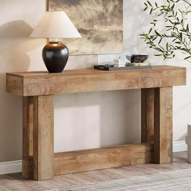 62,99 Zoll Holz-Konsolentisch, schmaler langer 2-stufiger Farmhouse-Eingangstisch