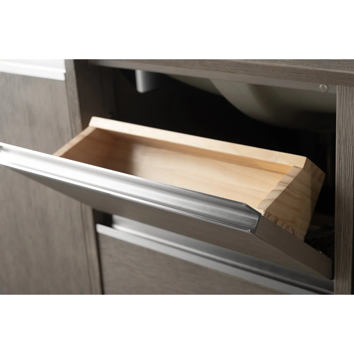 Vanity Art Badezimmerschrank mit Keramikwaschbecken und Platte aus technischem Marmor